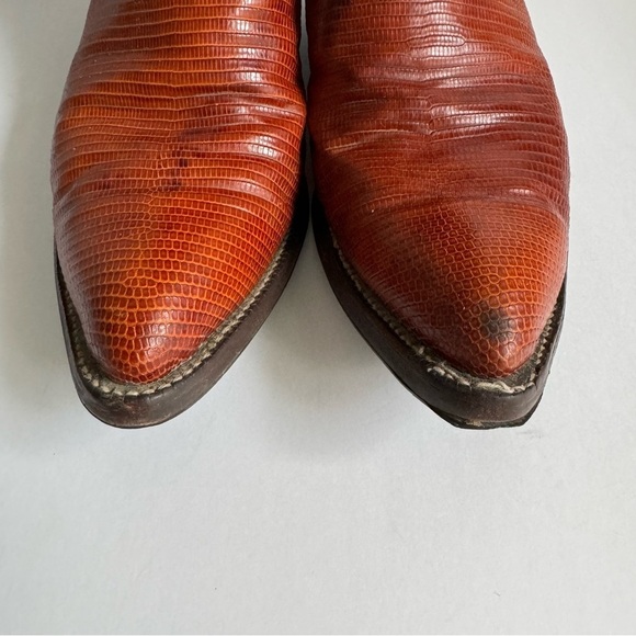 Justin Cowboy Boots Exotic Leather Lizard Iguana Skin Brown Style 4786 Mens 9.5 - Picture 5 of 15